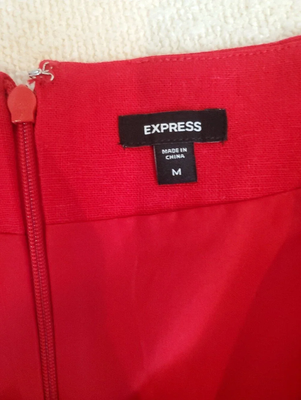 NWT Express Red Mini Skirt Linen Blend Women's Size Medium  Hidden Back Zipper - Picture 7 of 9